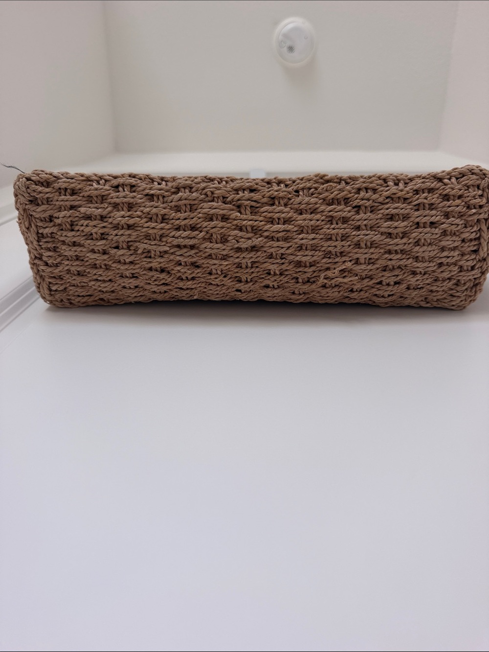 Woven Straw Tote Bag with Black Stripes - Picture 2 of 4